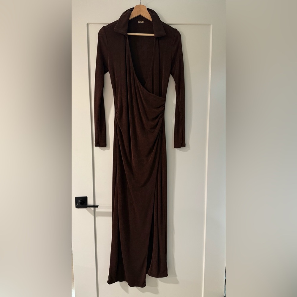 SER.O.YA Brown Long Sleeve Dress